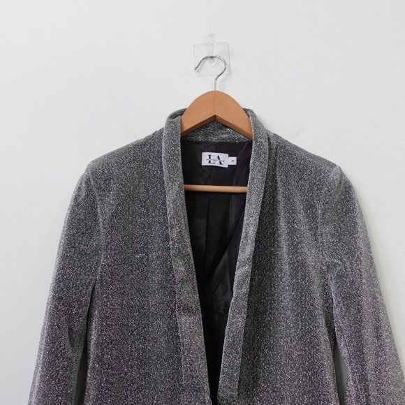 Silver Blazer Sparkle Glitter Suit XS Party Bedazzle LINN AHLBORG NA-KD Size 34 - Picture 7 of 10